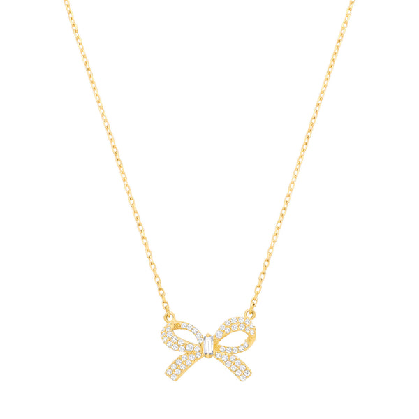 Yellow Gold CZ Bow Chain