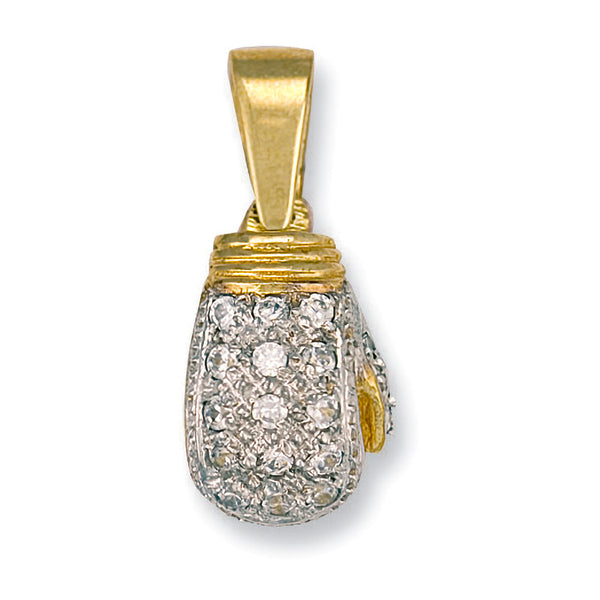 Yellow Gold CZ Boxing Glove Pendant 8g