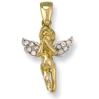 Yellow Gold CZ Cherub Pendant