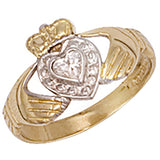 Yellow Gold CZ Claddagh Ring