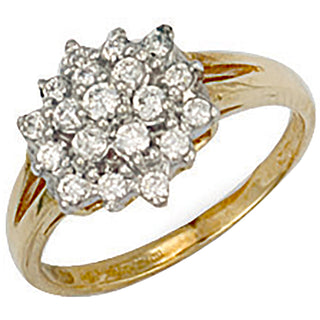 Yellow Gold CZ Cluster Ring 2.4g