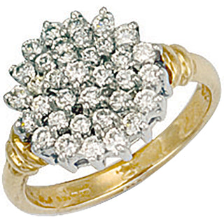 Yellow Gold CZ Cluster Ring J