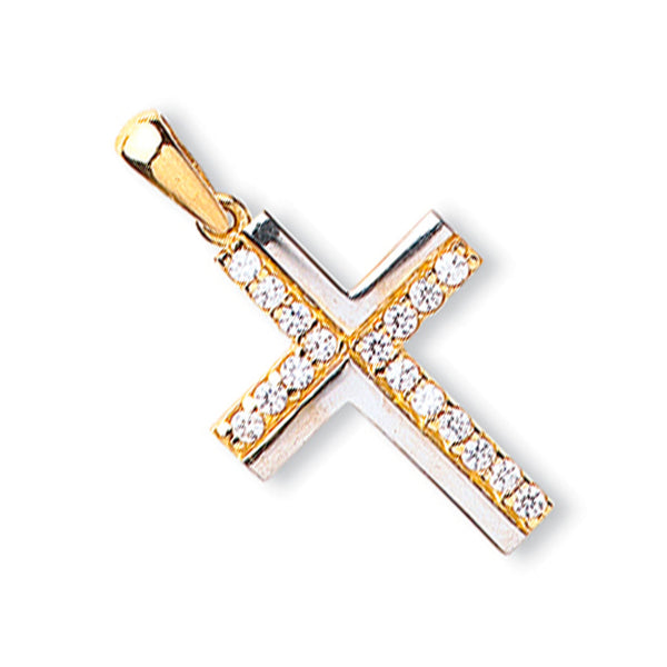 Yellow Gold CZ Cross 1g