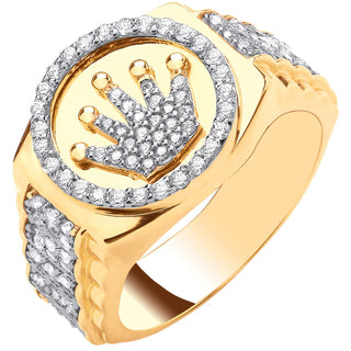 Yellow Gold CZ Crown Ring Q