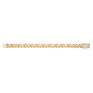 Yellow Gold CZ Curb 11mm Gents Bracelet