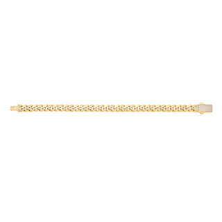 Yellow Gold CZ Curb 8mm Gents Bracelet