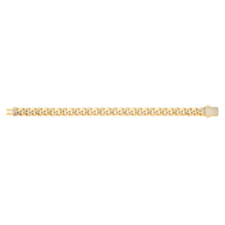 Yellow Gold CZ Curb 9mm Gents Bracelet