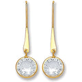 Yellow Gold CZ Drop Hook Style Earrings