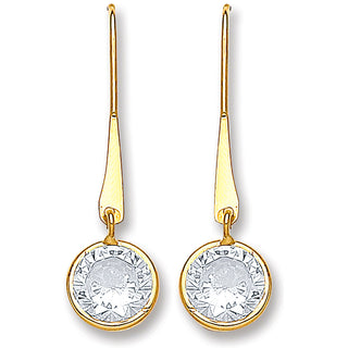 Yellow Gold CZ Drop Hook Style Earrings