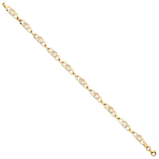 Yellow Gold CZ Entwined Links Bracelet