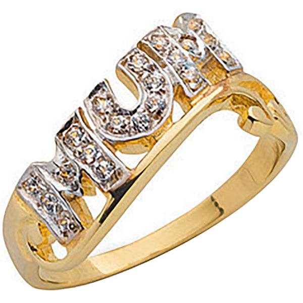 Yellow Gold CZ Fancy Mum Ring