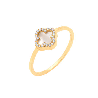 Yellow Gold CZ Four Leaf Clover Ring J