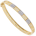 Yellow Gold CZ Greek Key Bangle