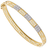Yellow Gold CZ Greek Key Bangle
