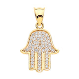 Yellow Gold CZ Hamsa Pendant