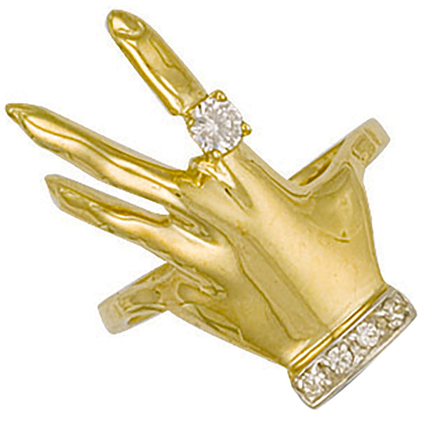 Yellow Gold CZ Hand Ring