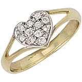 Yellow Gold CZ Heart Baby Ring 1.2g