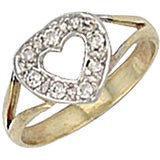 Yellow Gold CZ Heart Baby Ring 1g