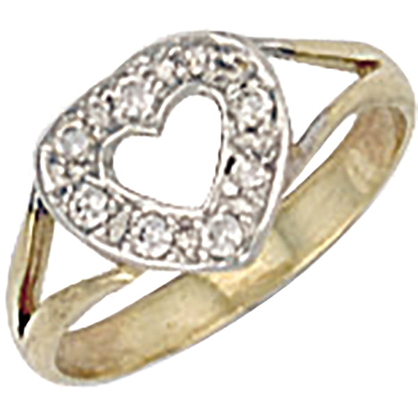 Yellow Gold CZ Heart Baby Ring 1g