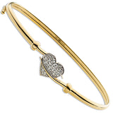 Yellow Gold CZ Heart Bangle