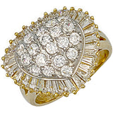 Yellow Gold CZ Heart Cluster Ring
