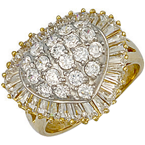 Yellow Gold CZ Heart Cluster Ring