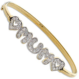 Yellow Gold CZ Heart / Mum Bangle