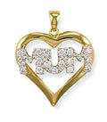 Yellow Gold CZ Heart Mum Pendant