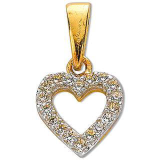 Yellow Gold CZ Heart Pendant 0.7g