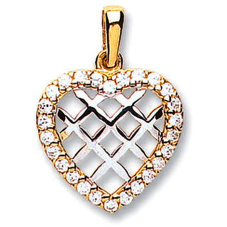 Yellow Gold CZ Heart Pendant 1g