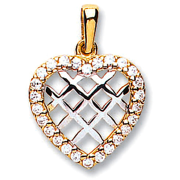 Yellow Gold CZ Heart Pendant 1g