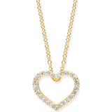 Yellow Gold CZ Heart Pendant On 18" Chain