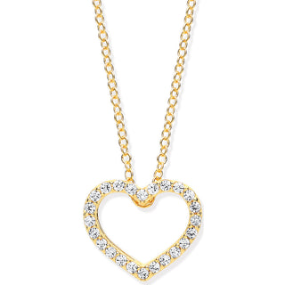 Yellow Gold CZ Heart Pendant On 18" Chain