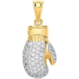 Yellow Gold CZ Hollow Boxing Glove Pendant