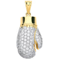 Yellow Gold CZ Hollow Large Boxing Glove Pendant