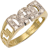 Yellow Gold CZ Id Sides Dad Ring 2.7g (£345)