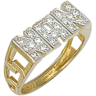 Yellow Gold CZ Id Sides Nan Ring