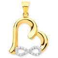 Yellow Gold CZ Infinity, Heart Pendant