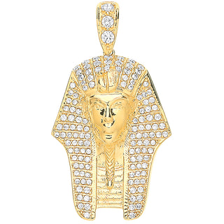 Yellow Gold CZ King Tutankhamun Pendant
