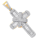 Yellow Gold CZ Kiss Cross Pendant