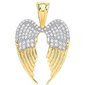 Yellow Gold CZ Large Angel Wings Pendant