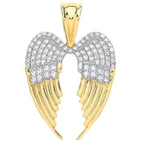 Yellow Gold CZ Large Angel Wings Pendant
