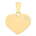 Yellow Gold CZ Plain Heart Pendant
