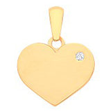 Yellow Gold CZ Plain Heart Pendant