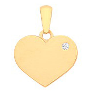 Yellow Gold CZ Plain Heart Pendant