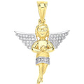 Yellow Gold CZ Praying Angel Pendant
