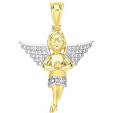 Yellow Gold CZ Praying Angel Pendant