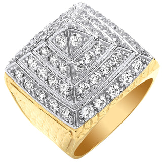 Yellow Gold CZ Pyramid Gents Ring