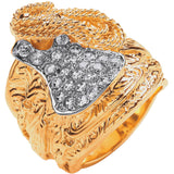 Yellow Gold CZ Saddle Gents Ring