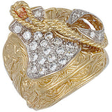 Yellow Gold CZ Saddle Ring 28g